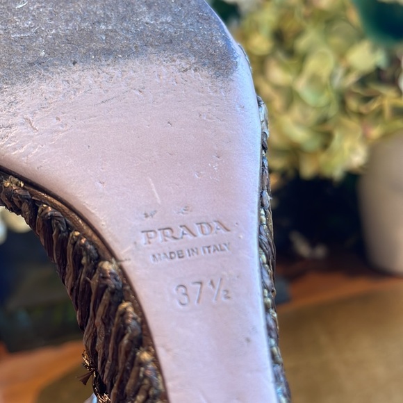 Prada Raffia Wedge Sandal in Snakeskin - Picture 13 of 16